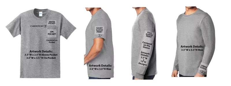Shirt sleeve and pocket decoration placements