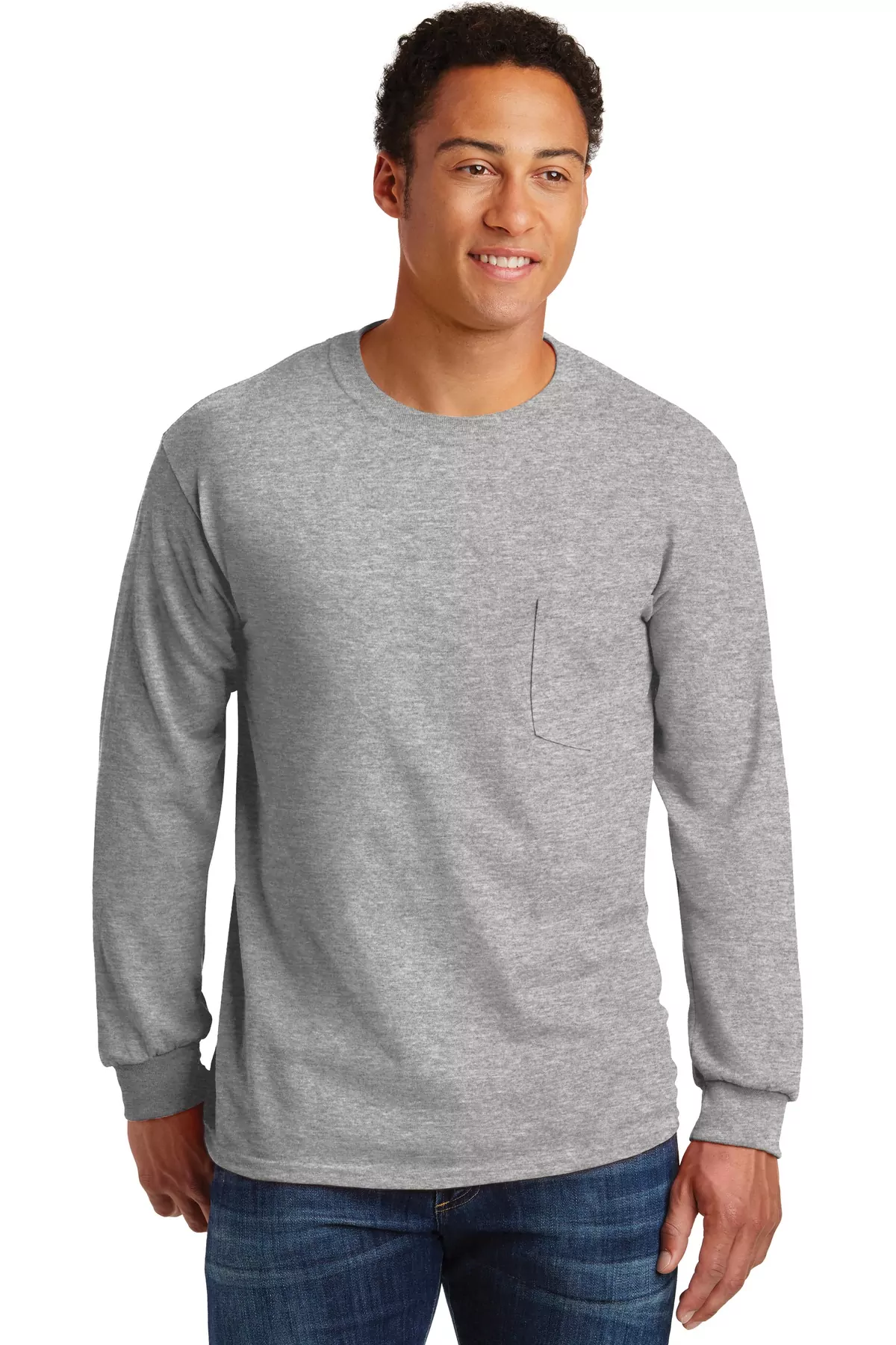 Gildan ® - Ultra Cotton ® 100% Cotton Long Sleeve T-Shirt with Pocket. 2410