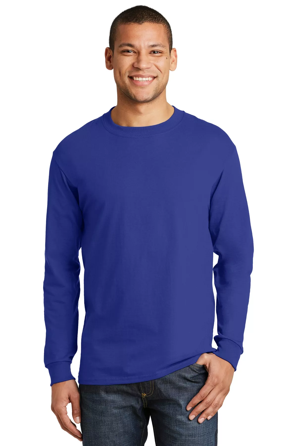 Hanes ® Beefy-T ® - 100% Cotton Long Sleeve T-Shirt. 5186 - Image 3