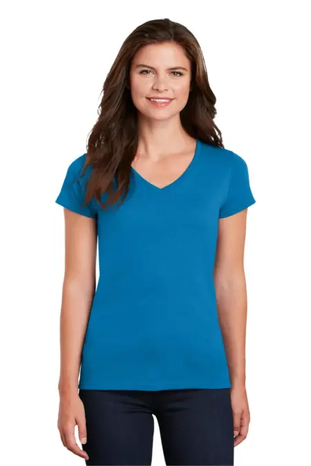 Gildan ®  Ladies Heavy Cotton   100% Cotton V-Neck T-Shirt. 5V00L