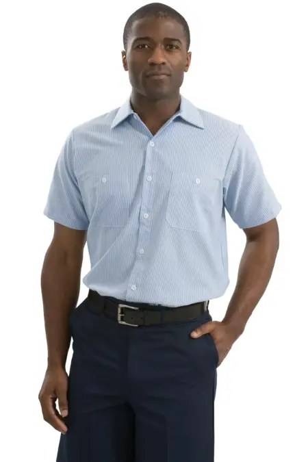 Red Kap ®  Short Sleeve Striped Industrial Work Shirt.  CS20