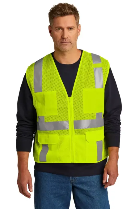 CornerStone  ®  ANSI 107 Class 2 Mesh Six-Pocket Zippered Vest. CSV104