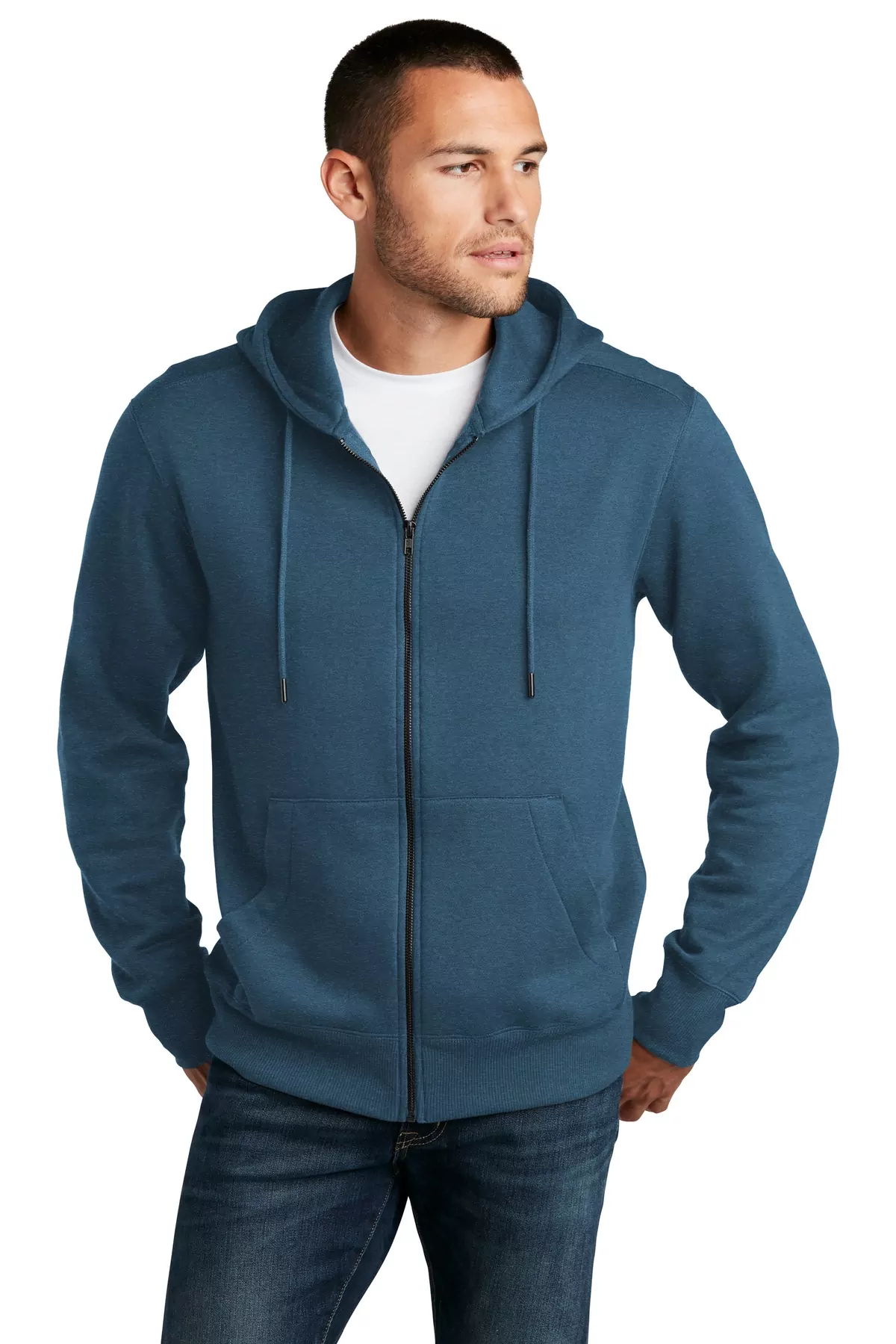 District ® Perfect Weight ® Fleece Full-Zip Hoodie DT1103 - Image 3