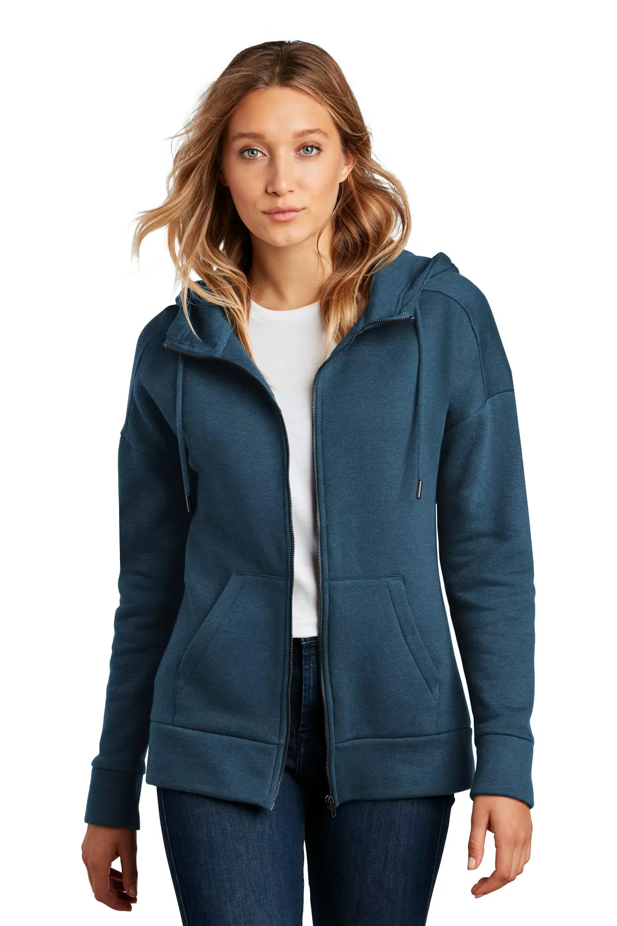 District ® Women's Perfect Weight ® Fleece Drop Shoulder Full-Zip Hoodie DT1104 - Image 3