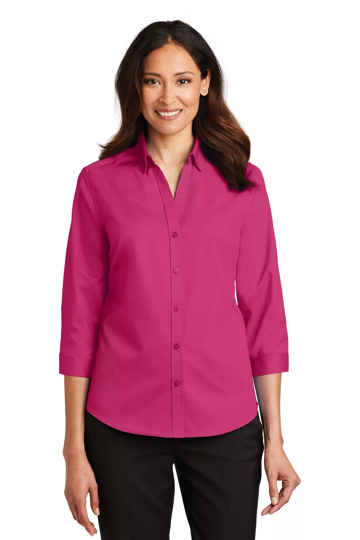 Port Authority ® Ladies 3/4-Sleeve SuperPro Twill Shirt. L665 - Image 2