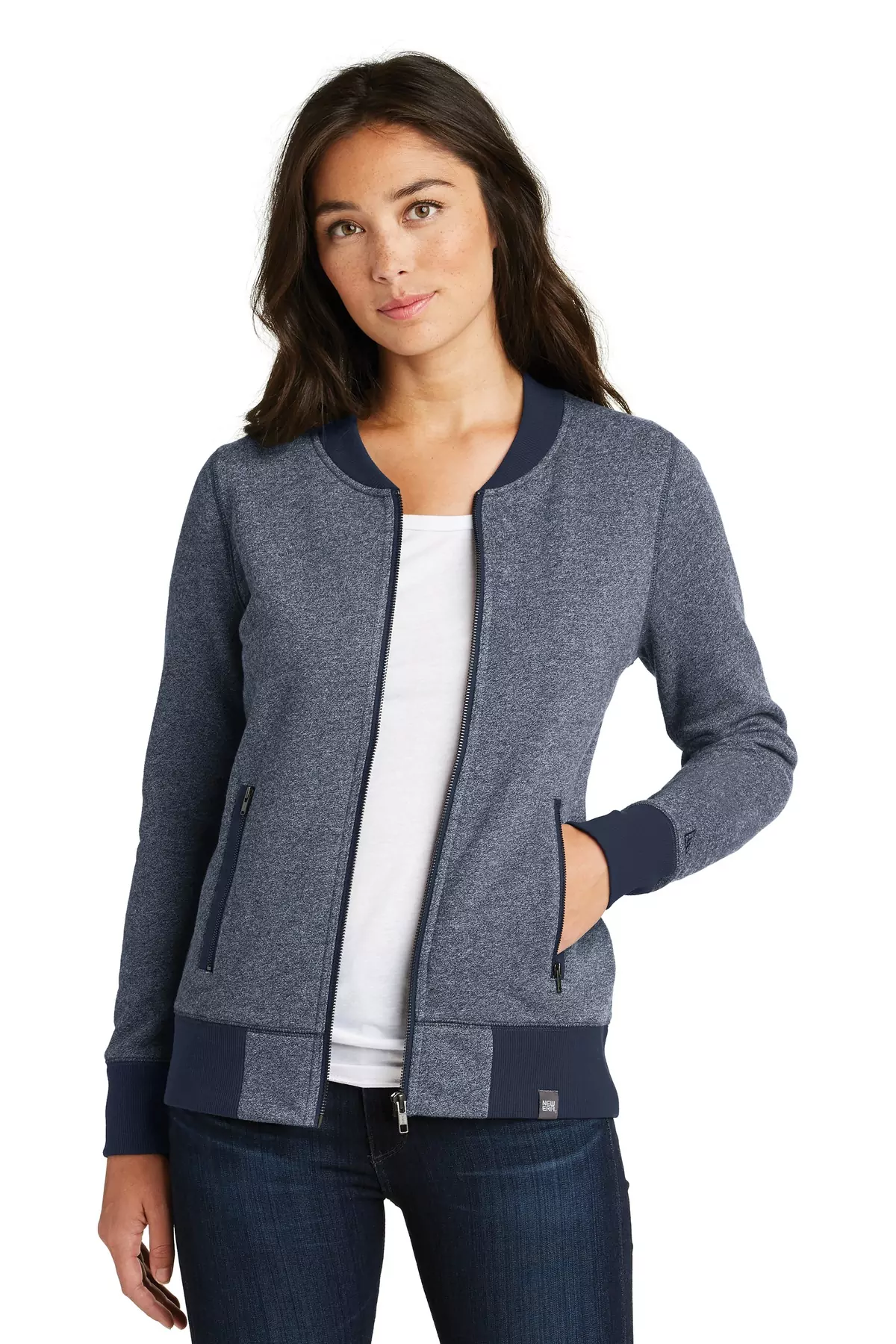 New Era ® Ladies French Terry Baseball Full-Zip. LNEA503 - Image 2
