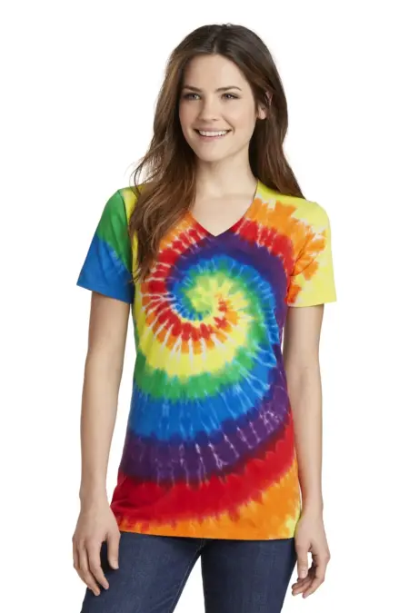 Port & Company ®  Ladies Tie-Dye V-Neck Tee.  LPC147V