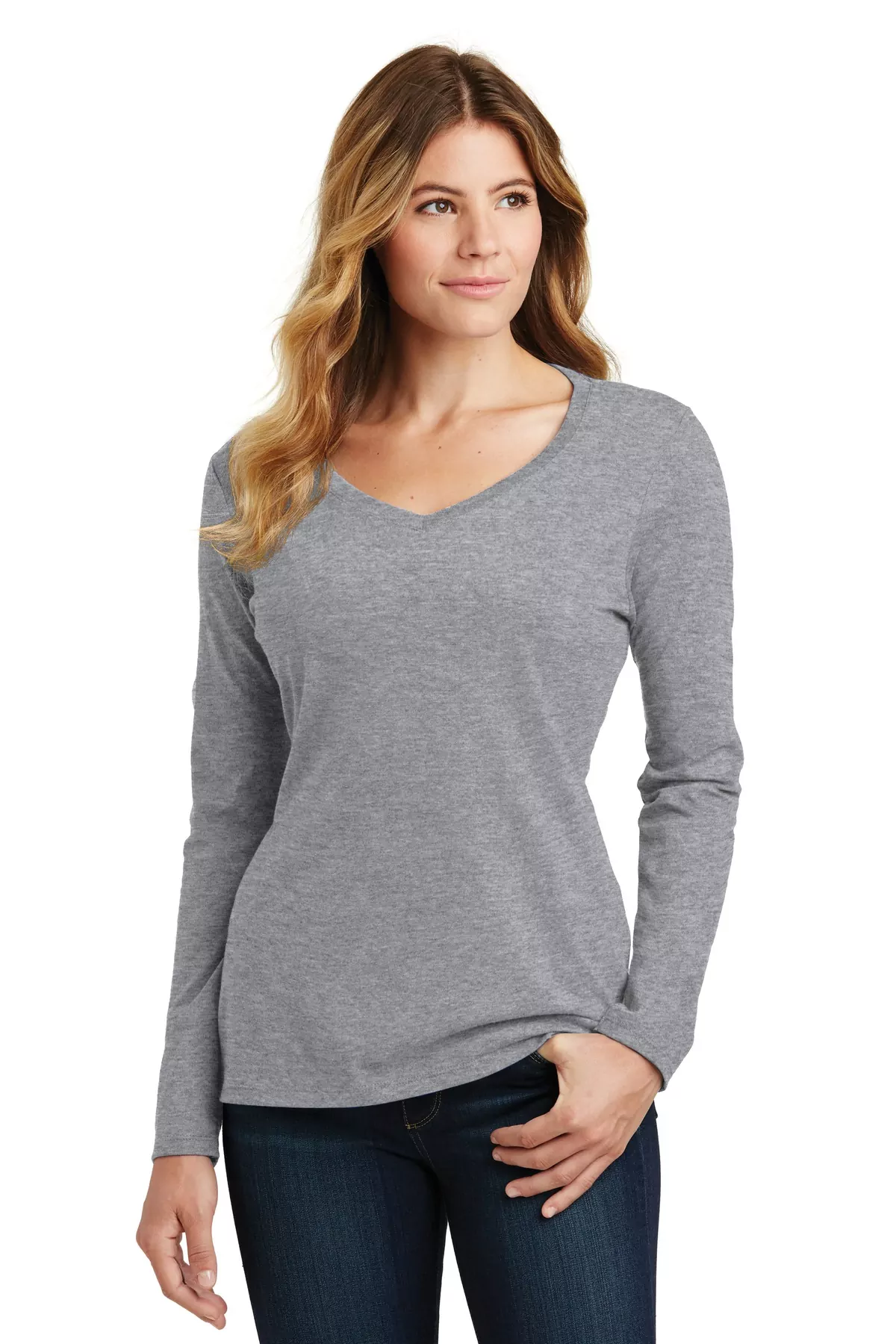 Port & Company ® Ladies Long Sleeve Fan Favorite V-Neck Tee. LPC450VLS - Image 6