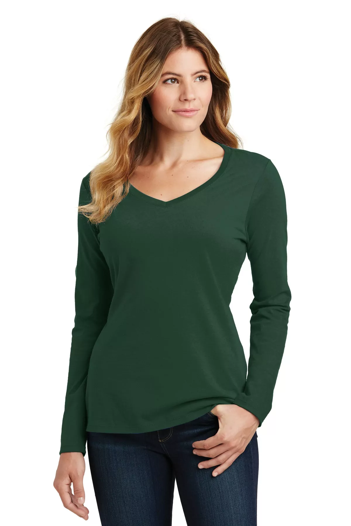 Port & Company ® Ladies Long Sleeve Fan Favorite V-Neck Tee. LPC450VLS - Image 4