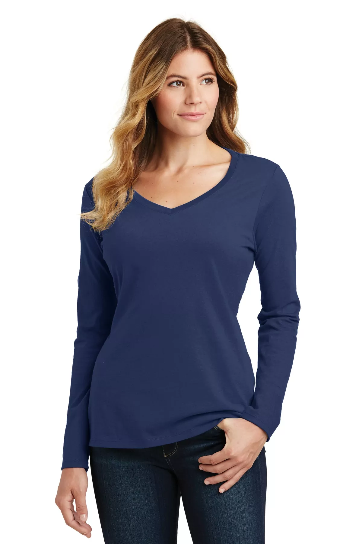 Port & Company ® Ladies Long Sleeve Fan Favorite V-Neck Tee. LPC450VLS - Image 2
