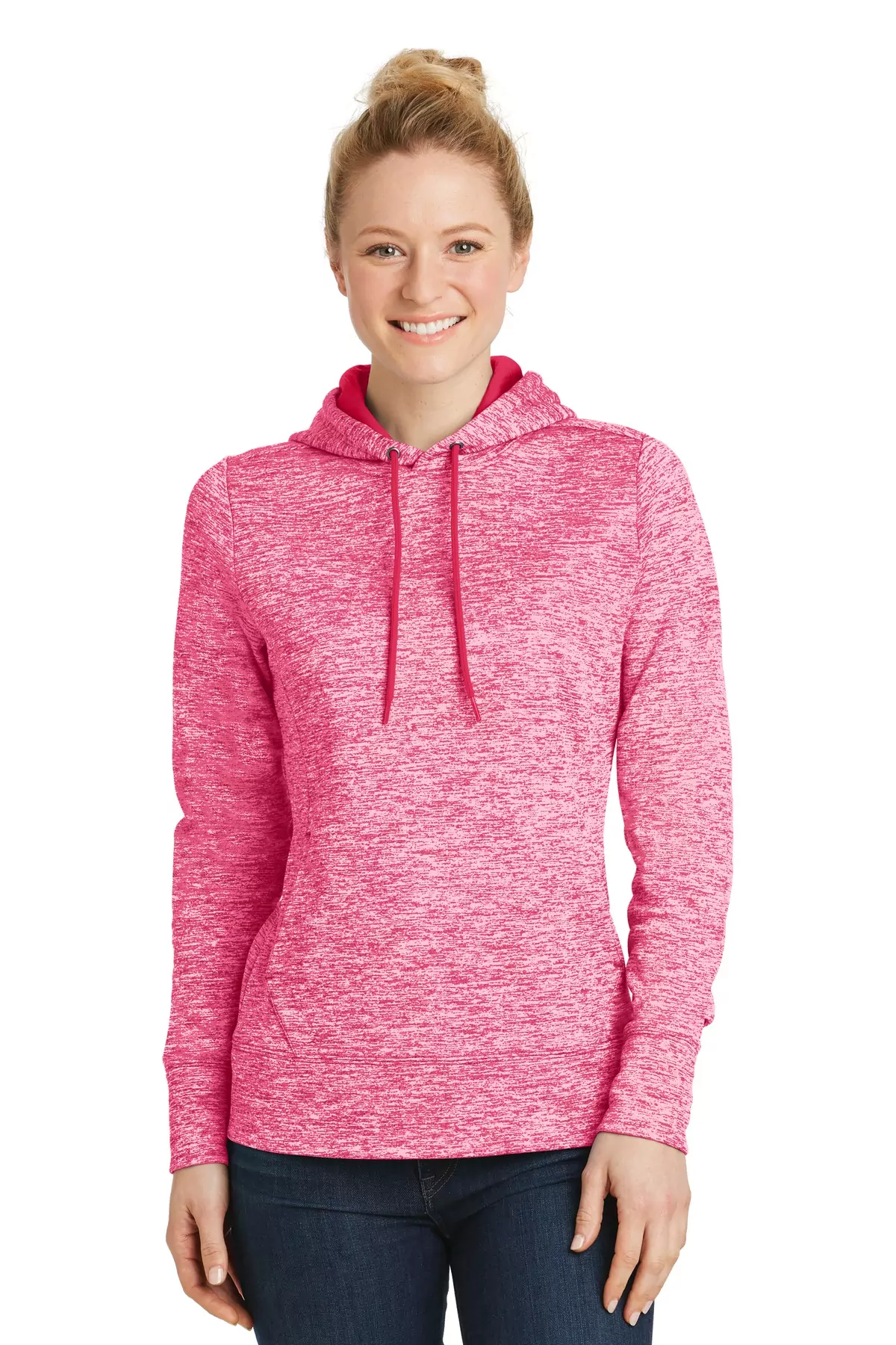Sport-Tek ® Ladies PosiCharge ® Electric Heather Fleece Hooded Pullover. LST225
