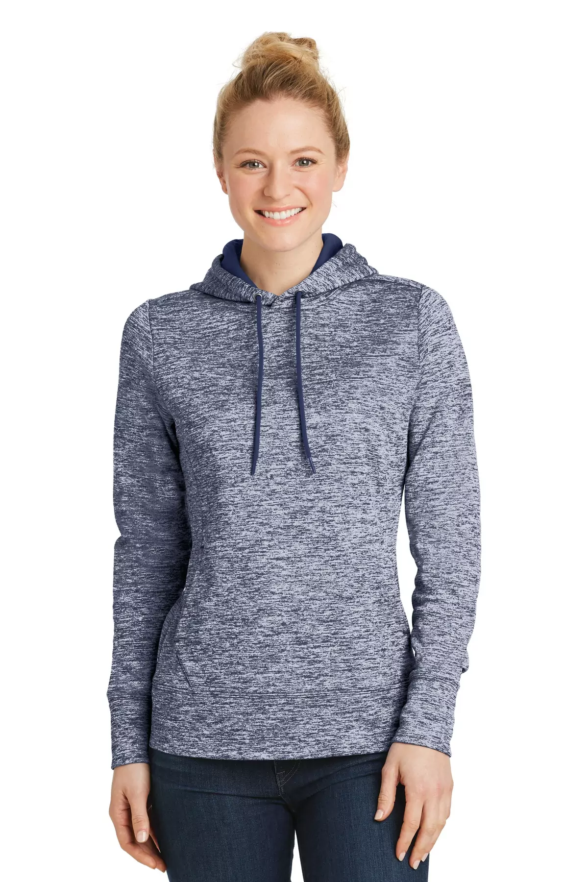 Sport-Tek ® Ladies PosiCharge ® Electric Heather Fleece Hooded Pullover. LST225 - Image 2