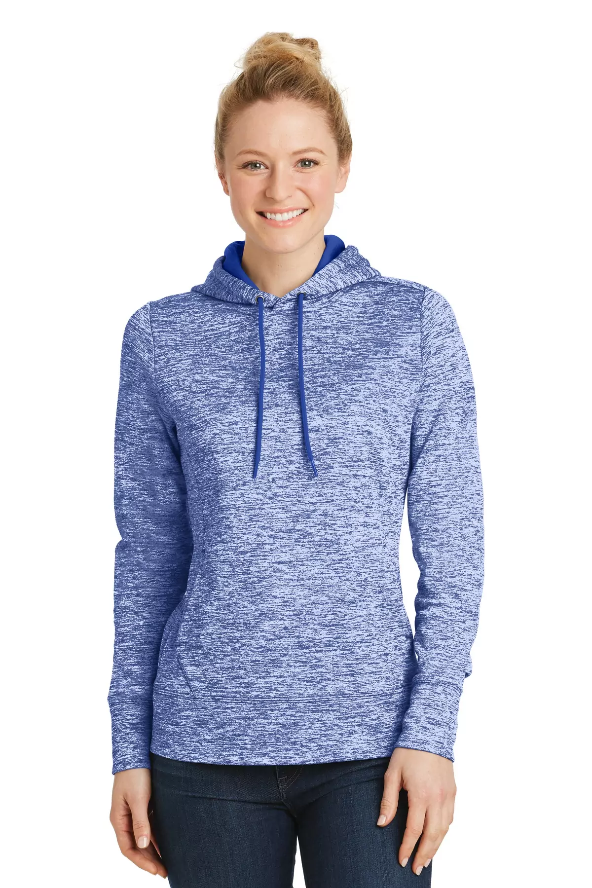 Sport-Tek ® Ladies PosiCharge ® Electric Heather Fleece Hooded Pullover. LST225 - Image 3