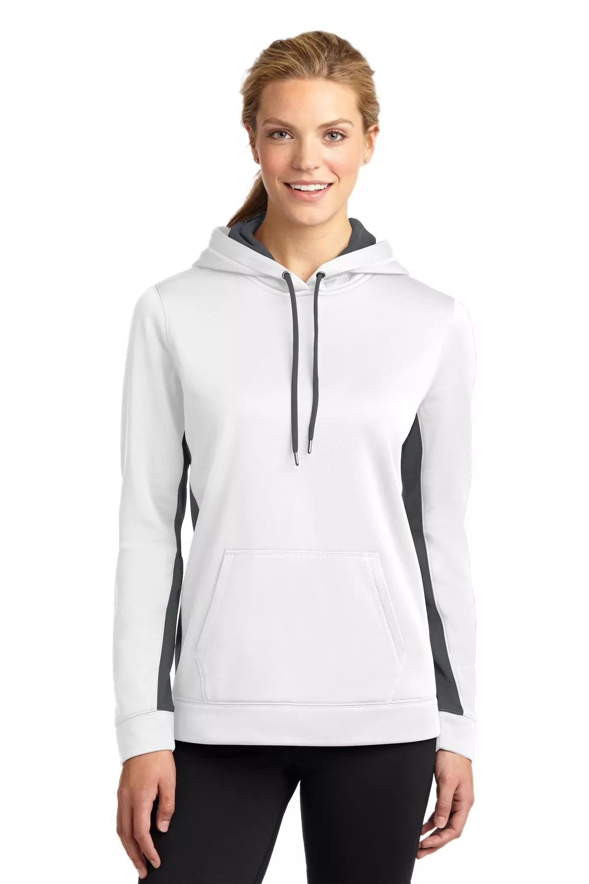 Sport-Tek ® Ladies Sport-Wick ® Fleece Colorblock Hooded Pullover. LST235 - Image 2