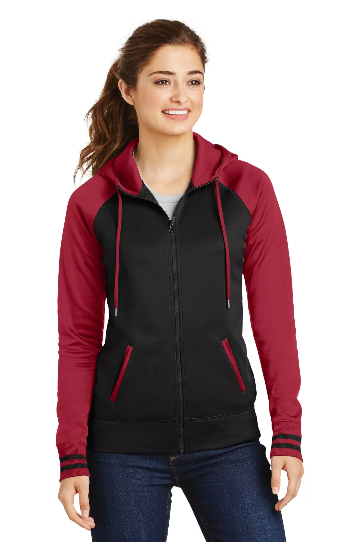 Sport-Tek ® Ladies Sport-Wick ® Varsity Fleece Full-Zip Hooded Jacket. LST236 - Image 3
