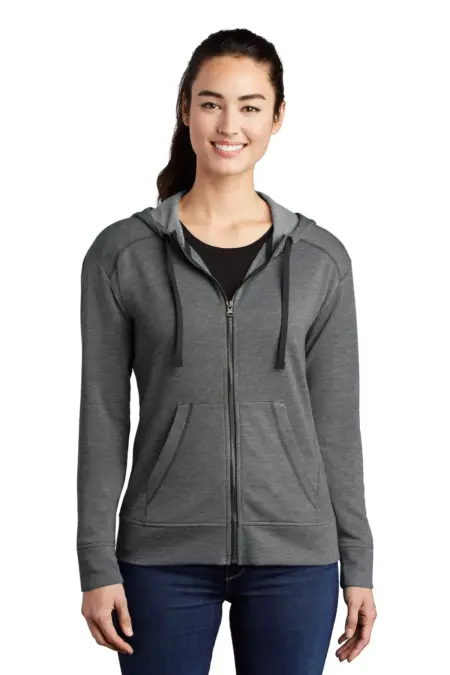 Sport-Tek  ®  Ladies PosiCharge  ®  Tri-Blend Wicking Fleece Full-Zip Hooded Jacket LST293