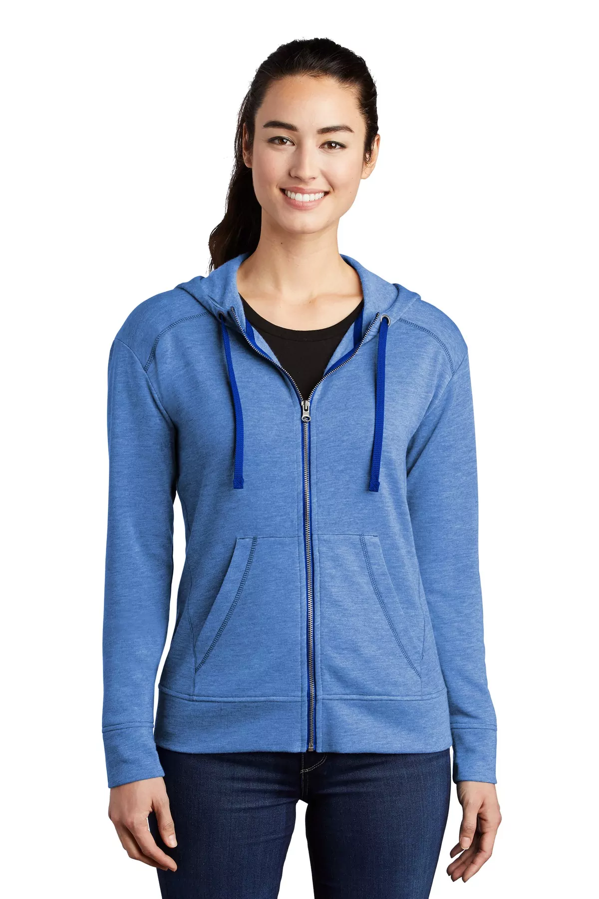 Sport-Tek ® Ladies PosiCharge ® Tri-Blend Wicking Fleece Full-Zip Hooded Jacket LST293 - Image 2