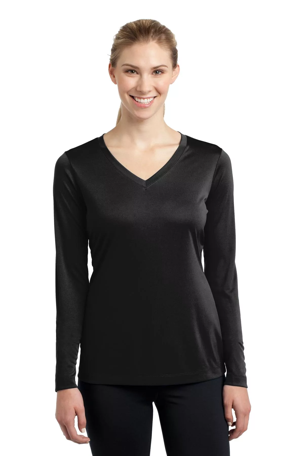 Sport-Tek ® Ladies Long Sleeve PosiCharge ® Competitor V-Neck Tee. LST353LS - Image 2