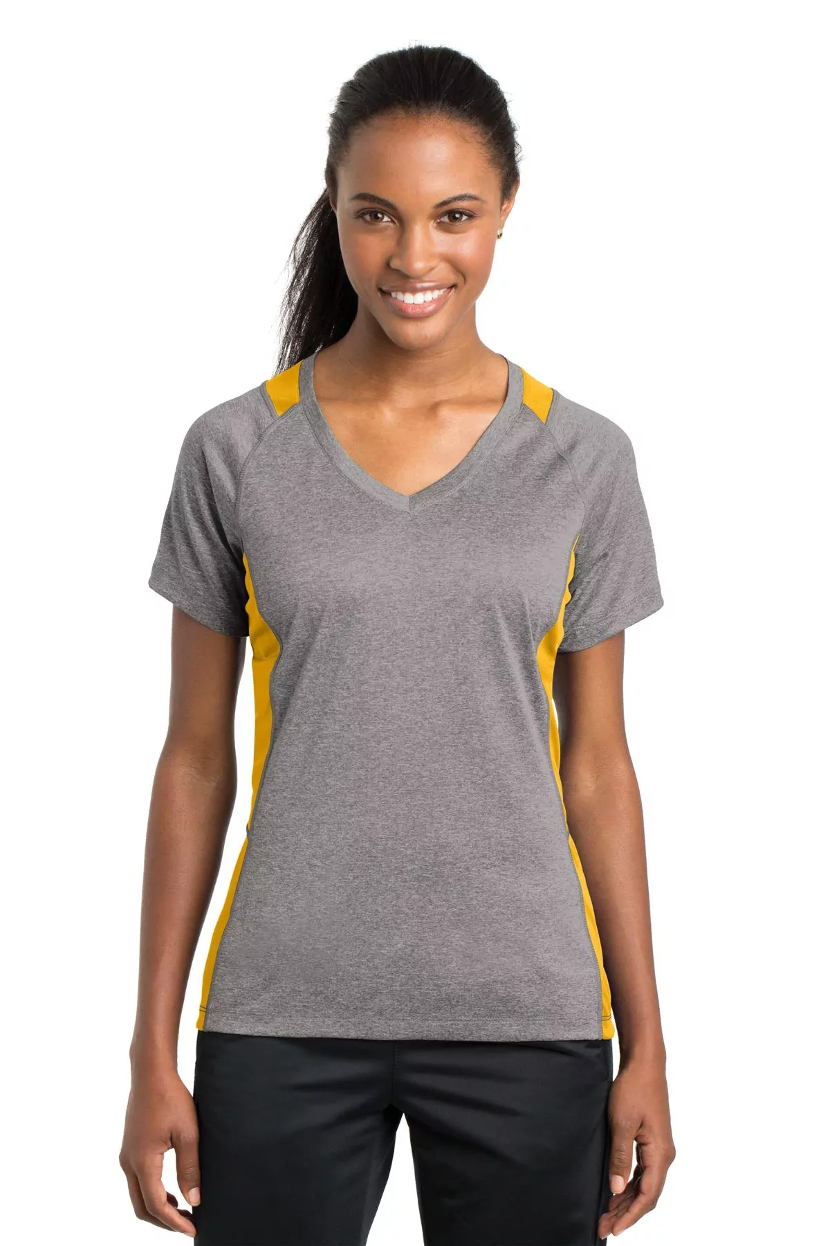 Sport-Tek ®  Ladies Heather Colorblock Contender   V-Neck Tee. LST361