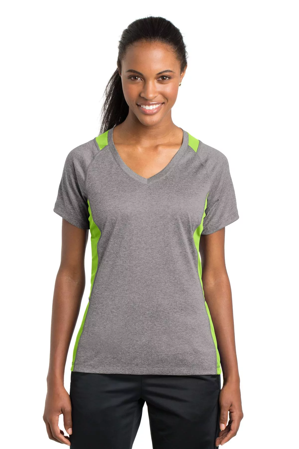 Sport-Tek ®  Ladies Heather Colorblock Contender   V-Neck Tee. LST361 - Image 6