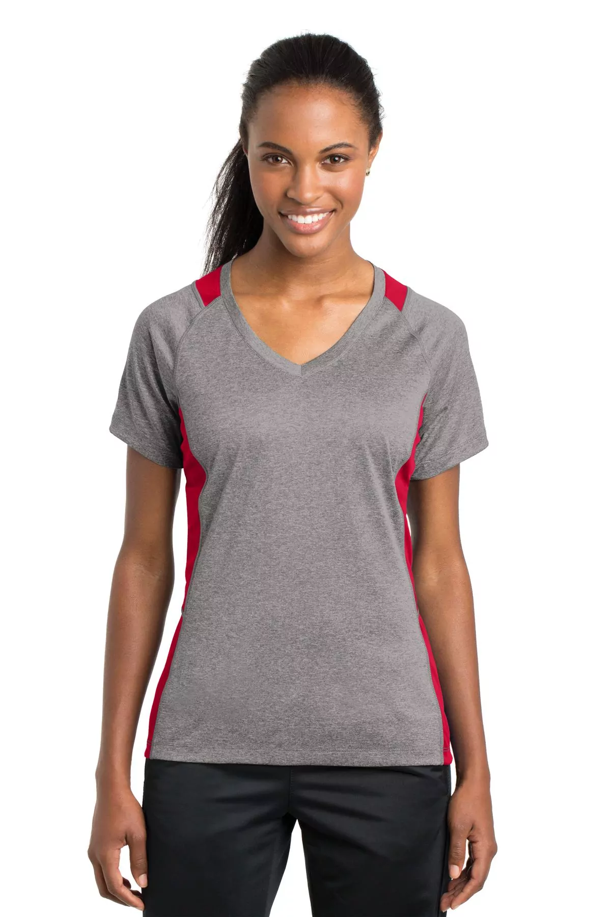 Sport-Tek ®  Ladies Heather Colorblock Contender   V-Neck Tee. LST361 - Image 5