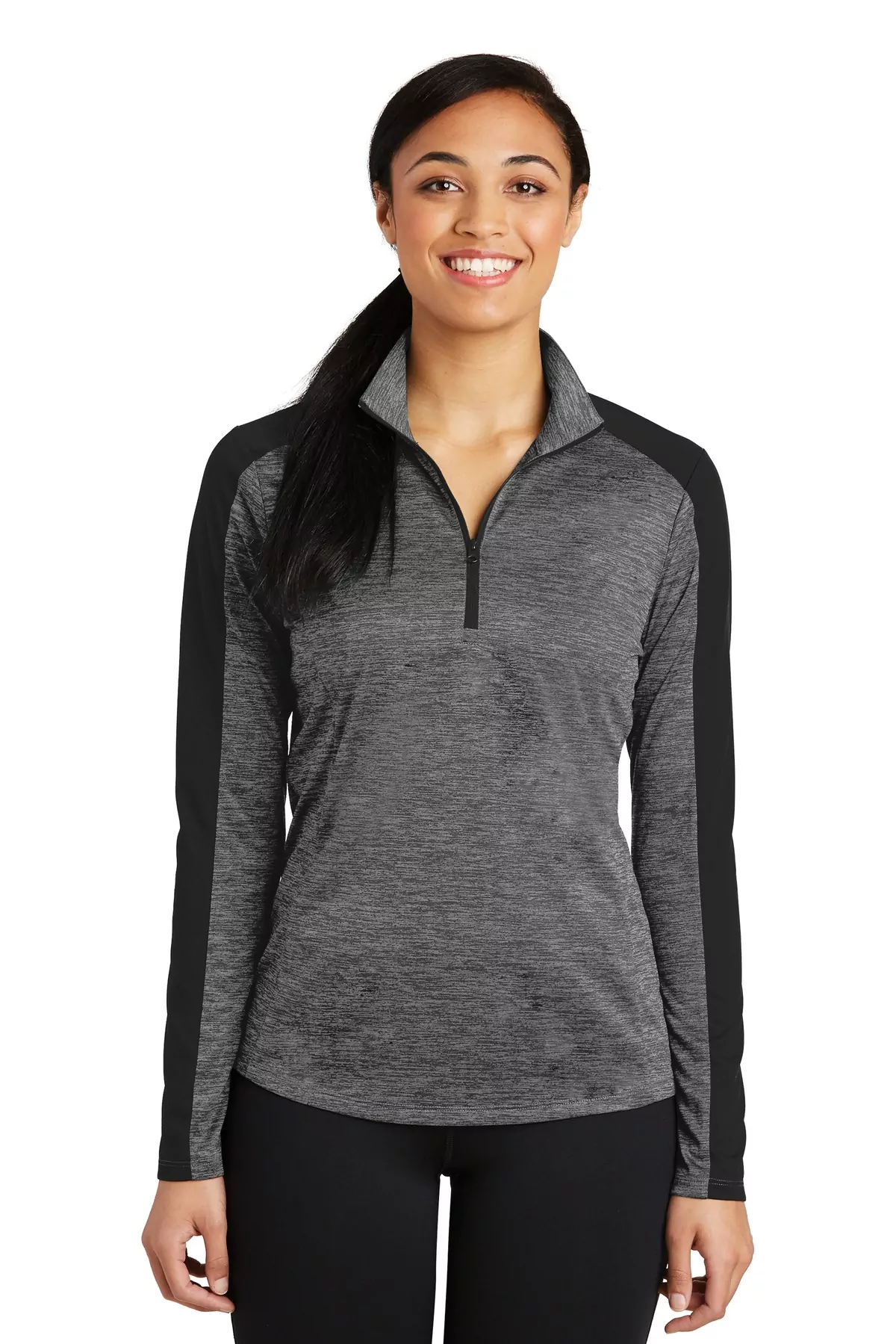 Sport-Tek ® Ladies PosiCharge ® Electric Heather Colorblock 1/4-Zip Pullover. LST397 - Image 2