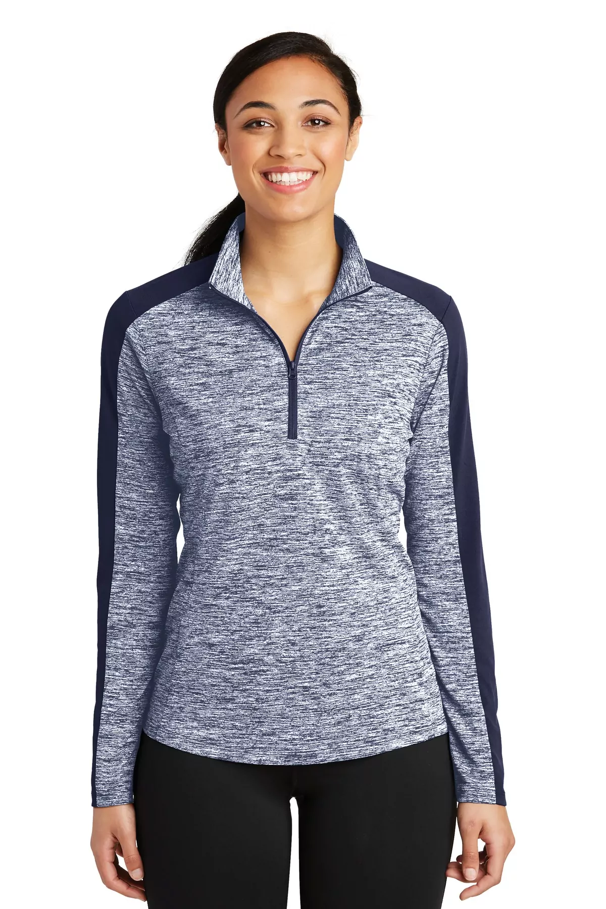 Sport-Tek ® Ladies PosiCharge ® Electric Heather Colorblock 1/4-Zip Pullover. LST397 - Image 4