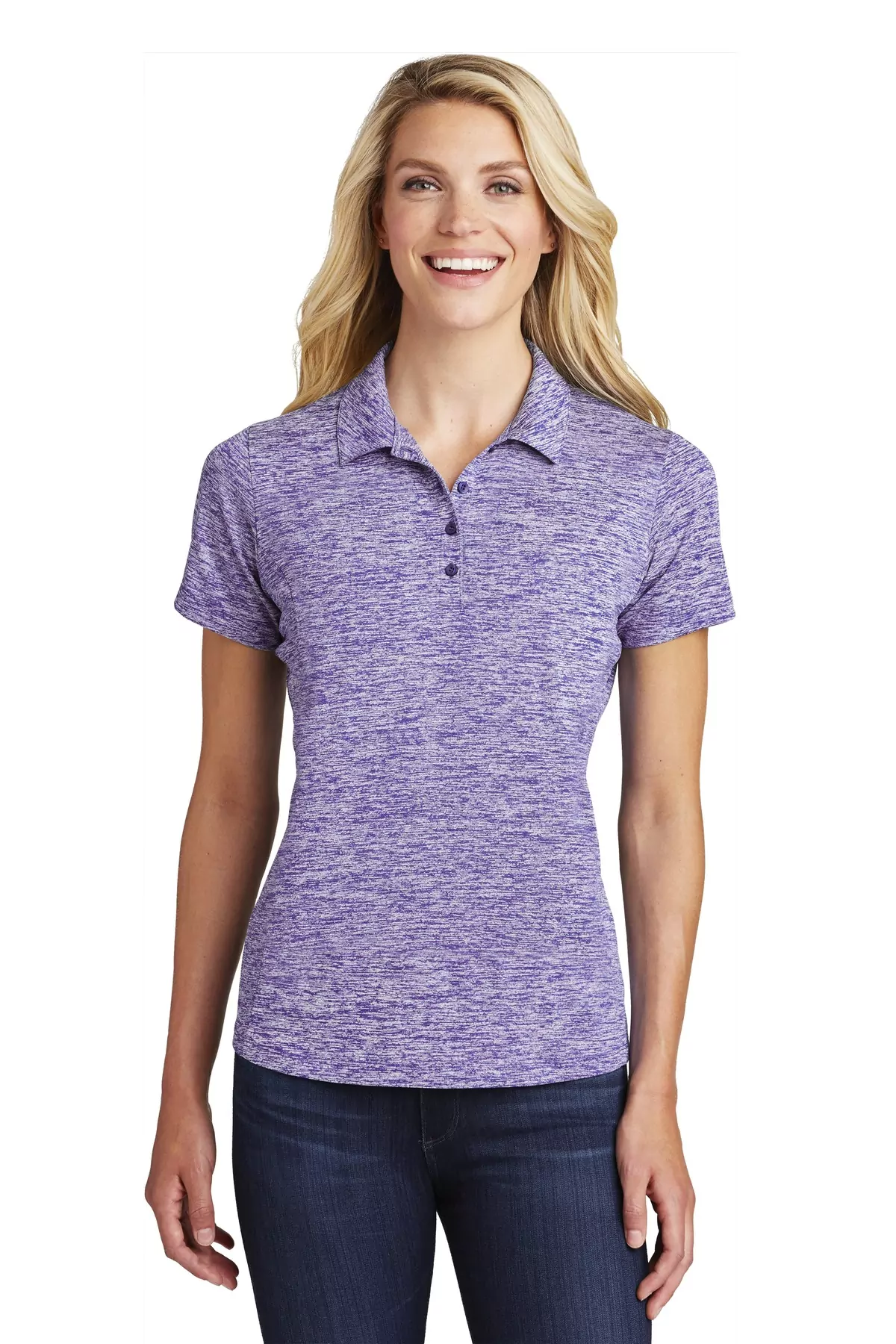Sport-Tek ® Ladies PosiCharge ® Electric Heather Polo. LST590 - Image 2