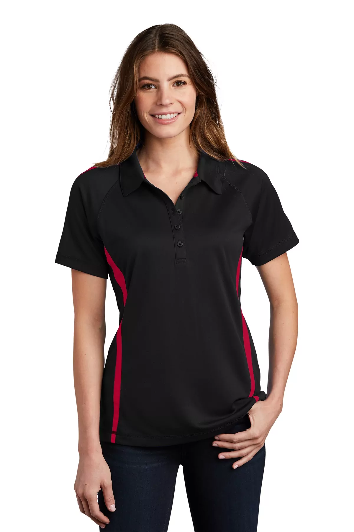Sport-Tek ® Ladies PosiCharge ® Micro-Mesh Colorblock Polo. LST685 - Image 4