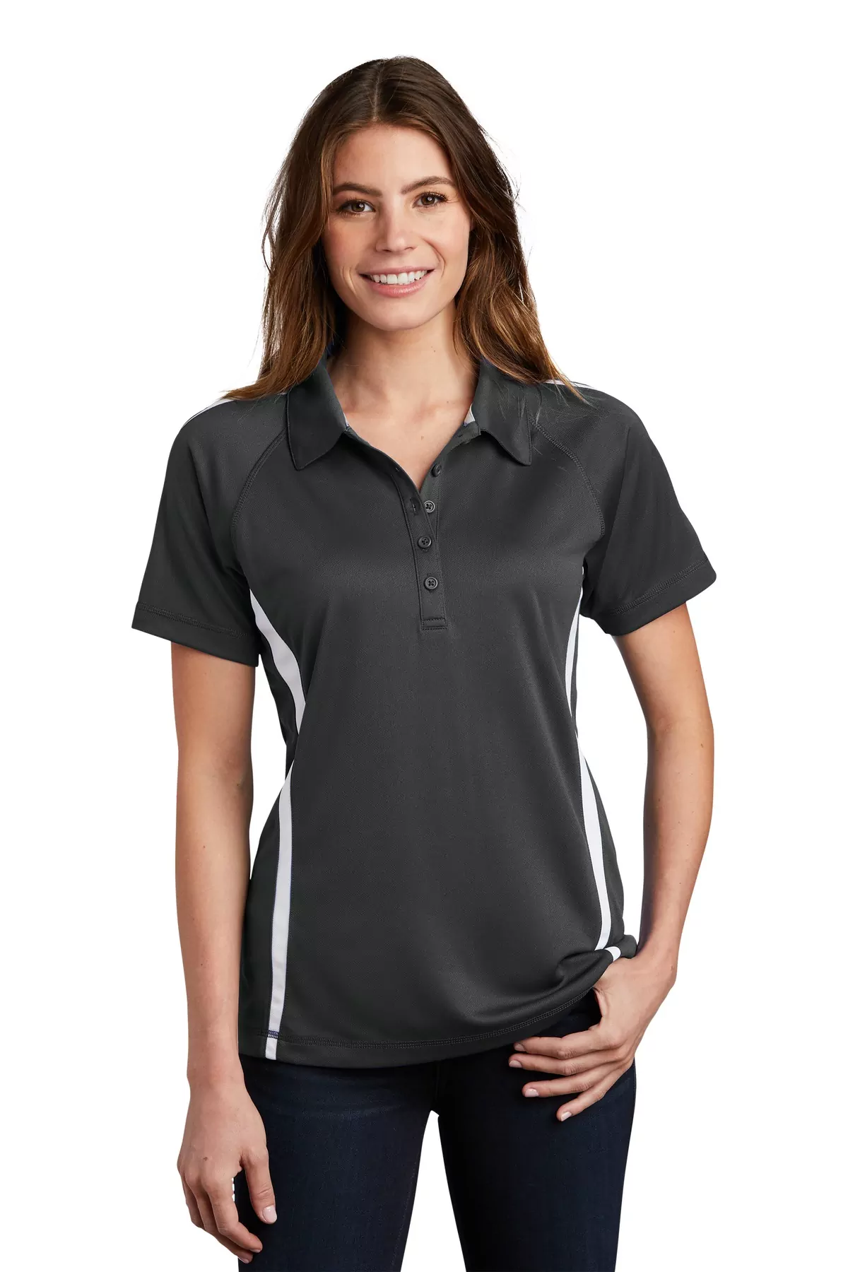 Sport-Tek ® Ladies PosiCharge ® Micro-Mesh Colorblock Polo. LST685 - Image 2
