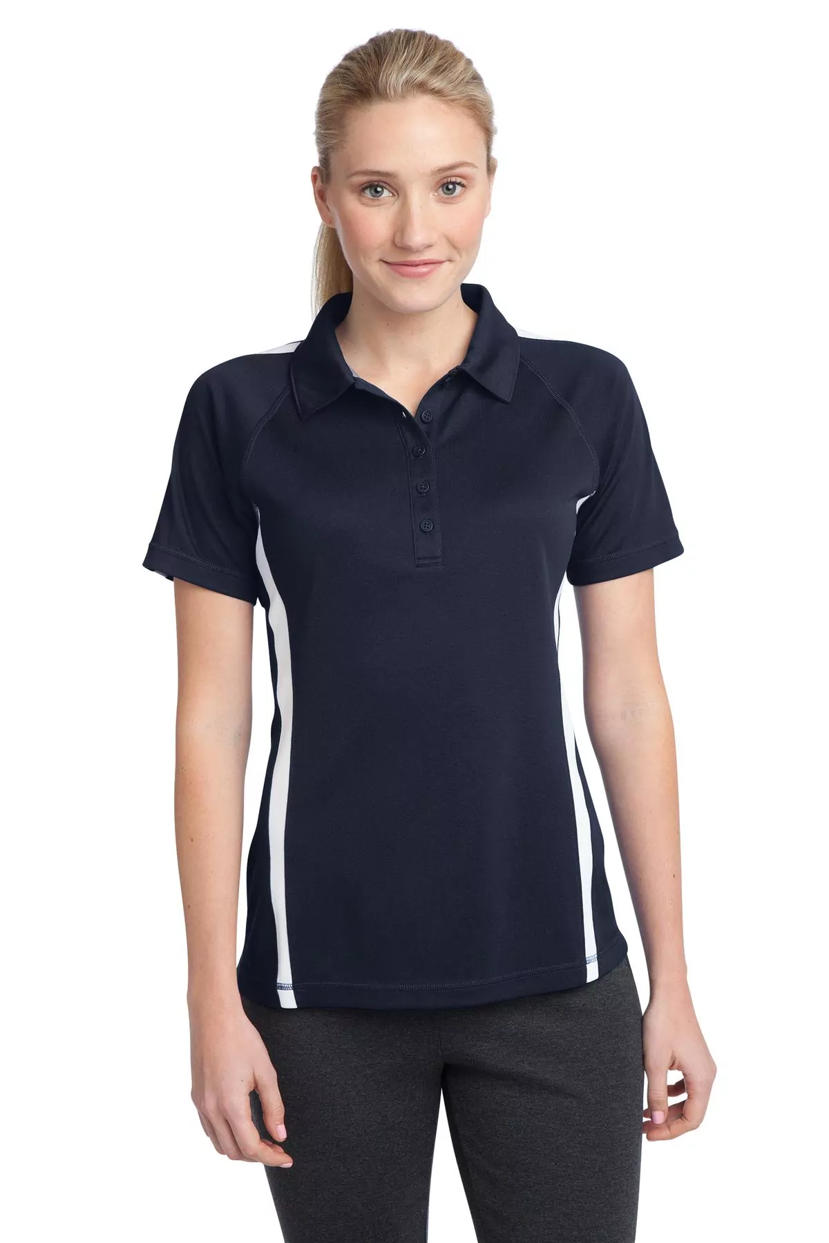 Sport-Tek ® Ladies PosiCharge ® Micro-Mesh Colorblock Polo. LST685 - Image 3