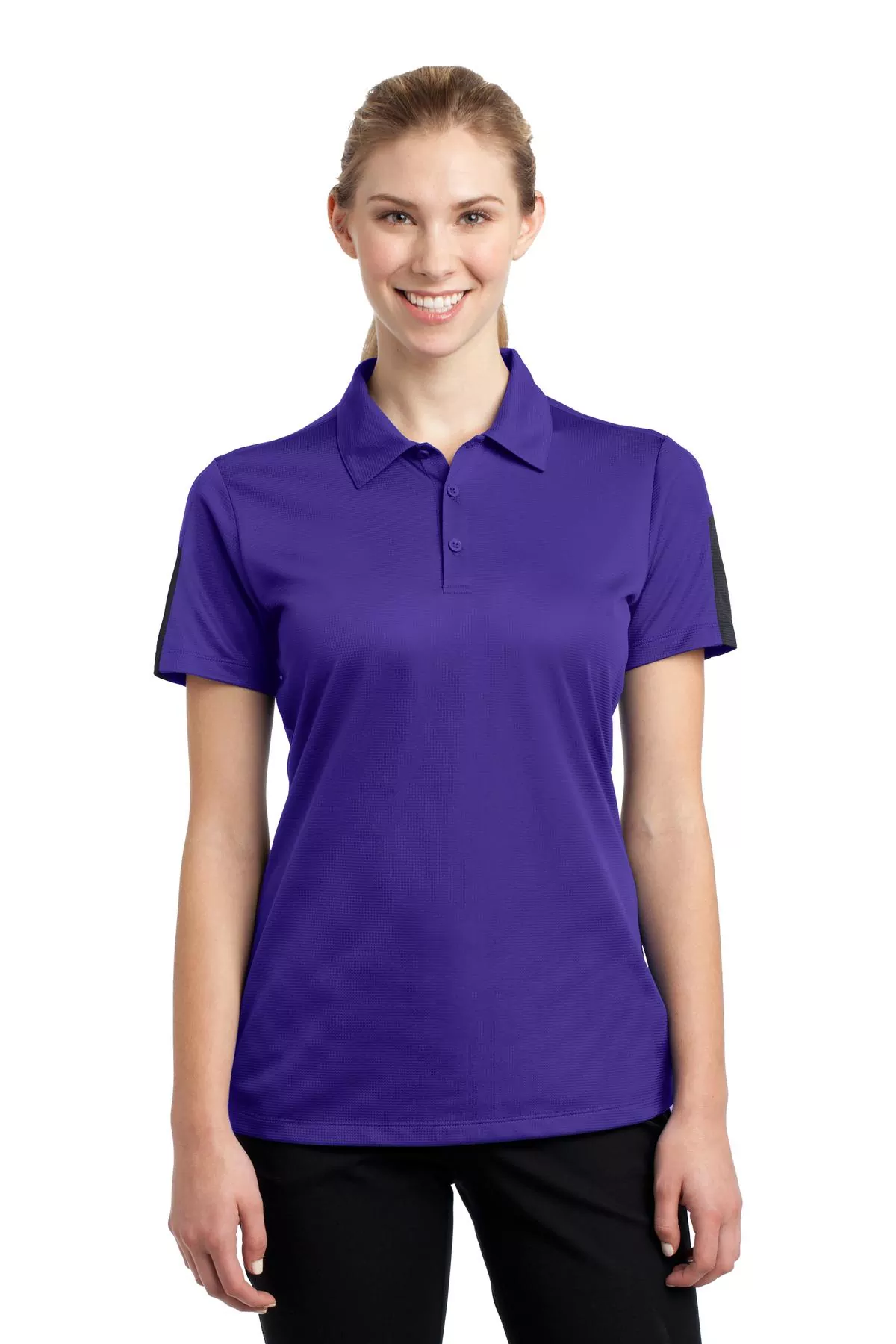 Sport-Tek ® Ladies PosiCharge ® Active Textured Colorblock Polo. LST695 - Image 2