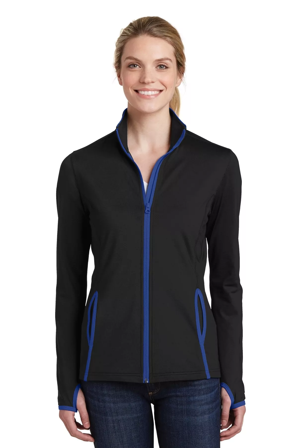 Sport-Tek ® Ladies Sport-Wick ® Stretch Contrast Full-Zip Jacket. LST853 - Image 2