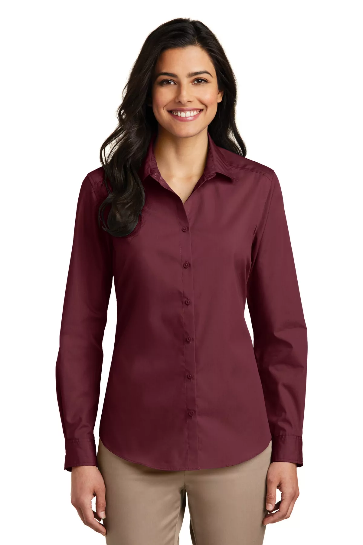 Port Authority ® Ladies Long Sleeve Carefree Poplin Shirt. LW100 - Image 5