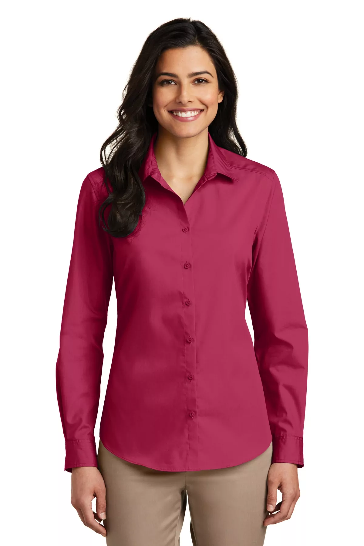 Port Authority ® Ladies Long Sleeve Carefree Poplin Shirt. LW100 - Image 2