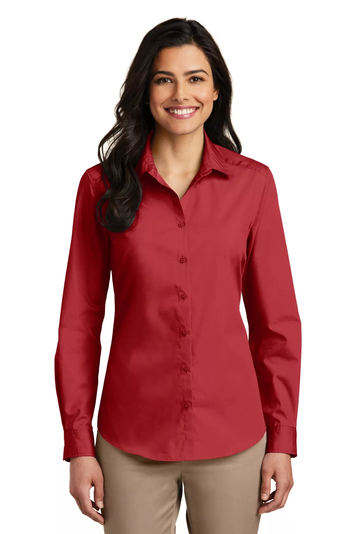 Port Authority ® Ladies Long Sleeve Carefree Poplin Shirt. LW100 - Image 3