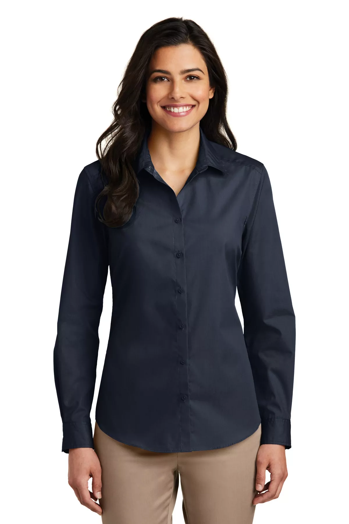 Port Authority ® Ladies Long Sleeve Carefree Poplin Shirt. LW100