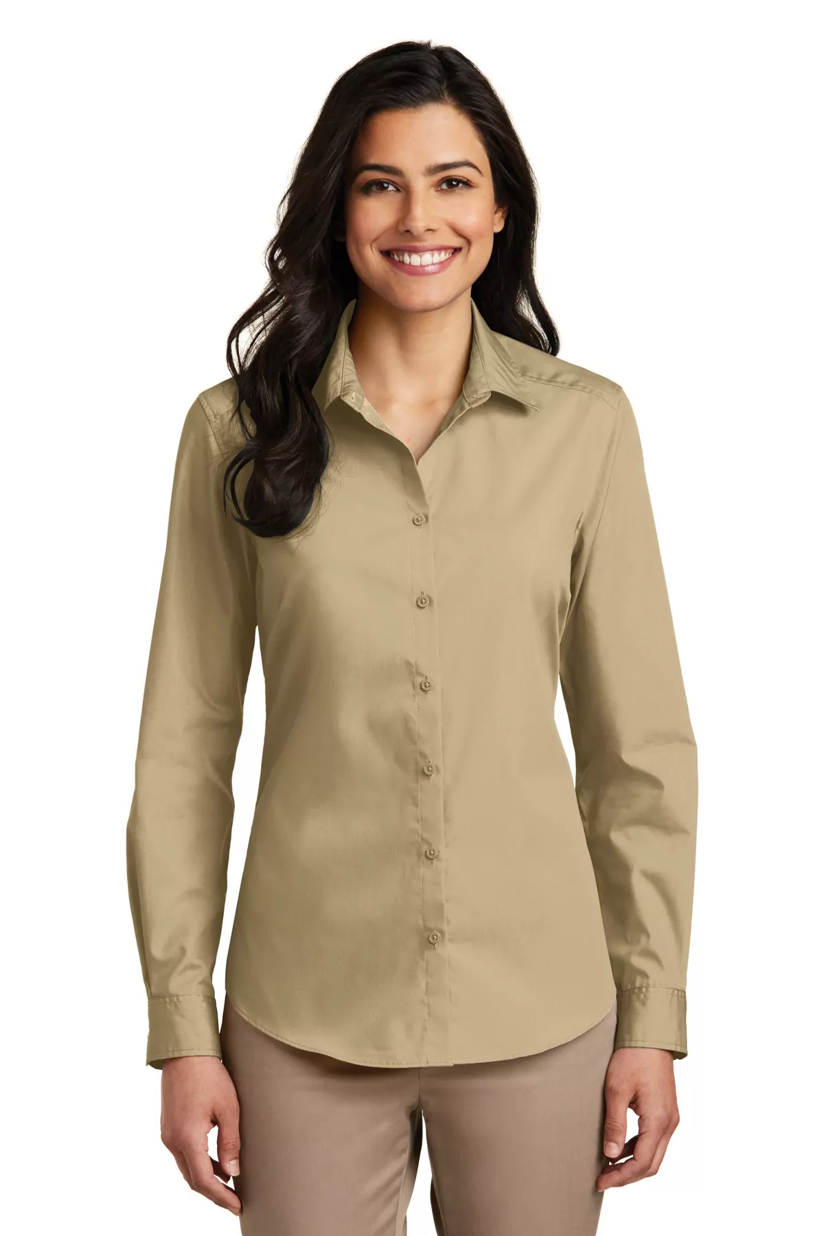 Port Authority ® Ladies Long Sleeve Carefree Poplin Shirt. LW100 - Image 4