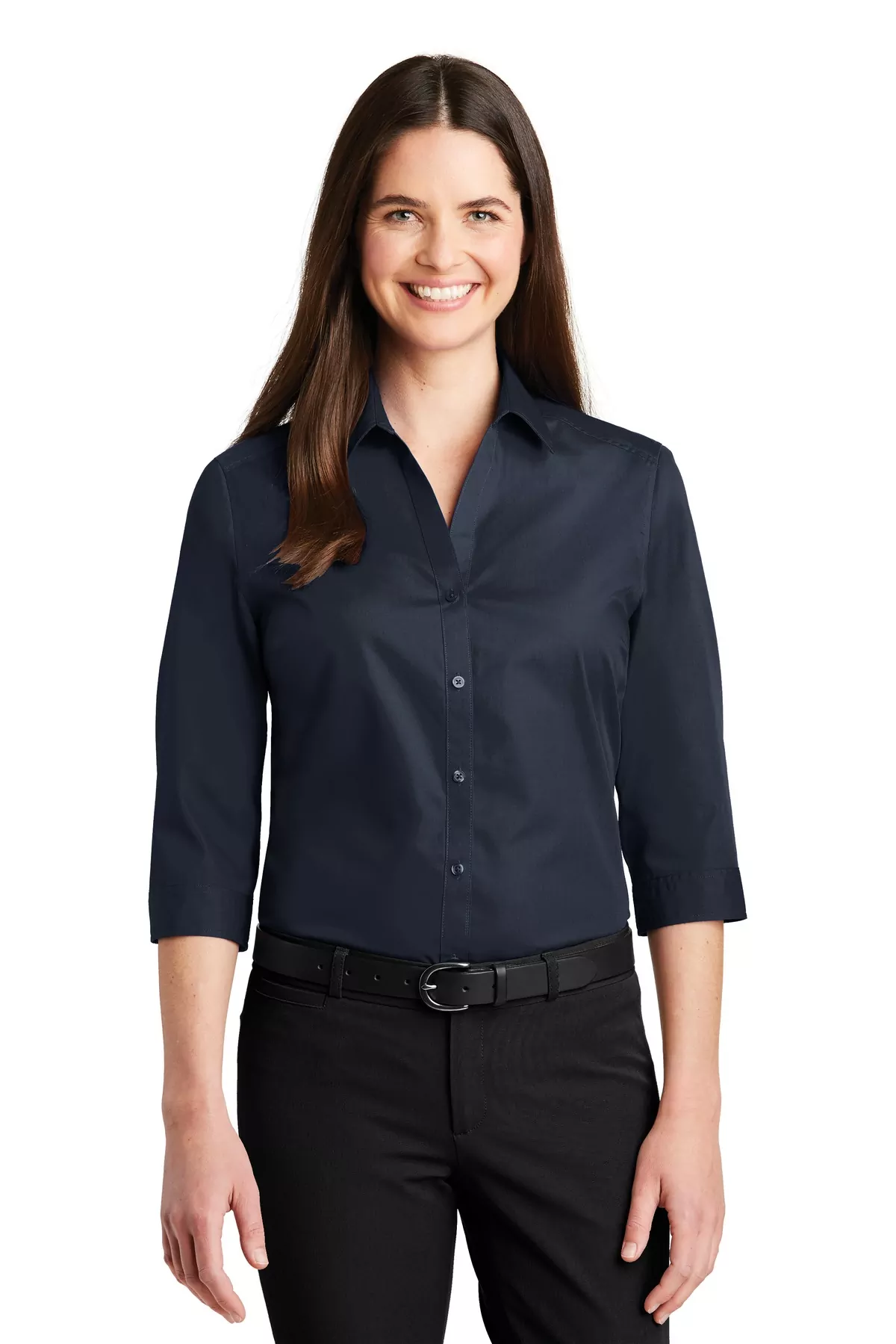 Port Authority ® Ladies 3/4-Sleeve Carefree Poplin Shirt. LW102