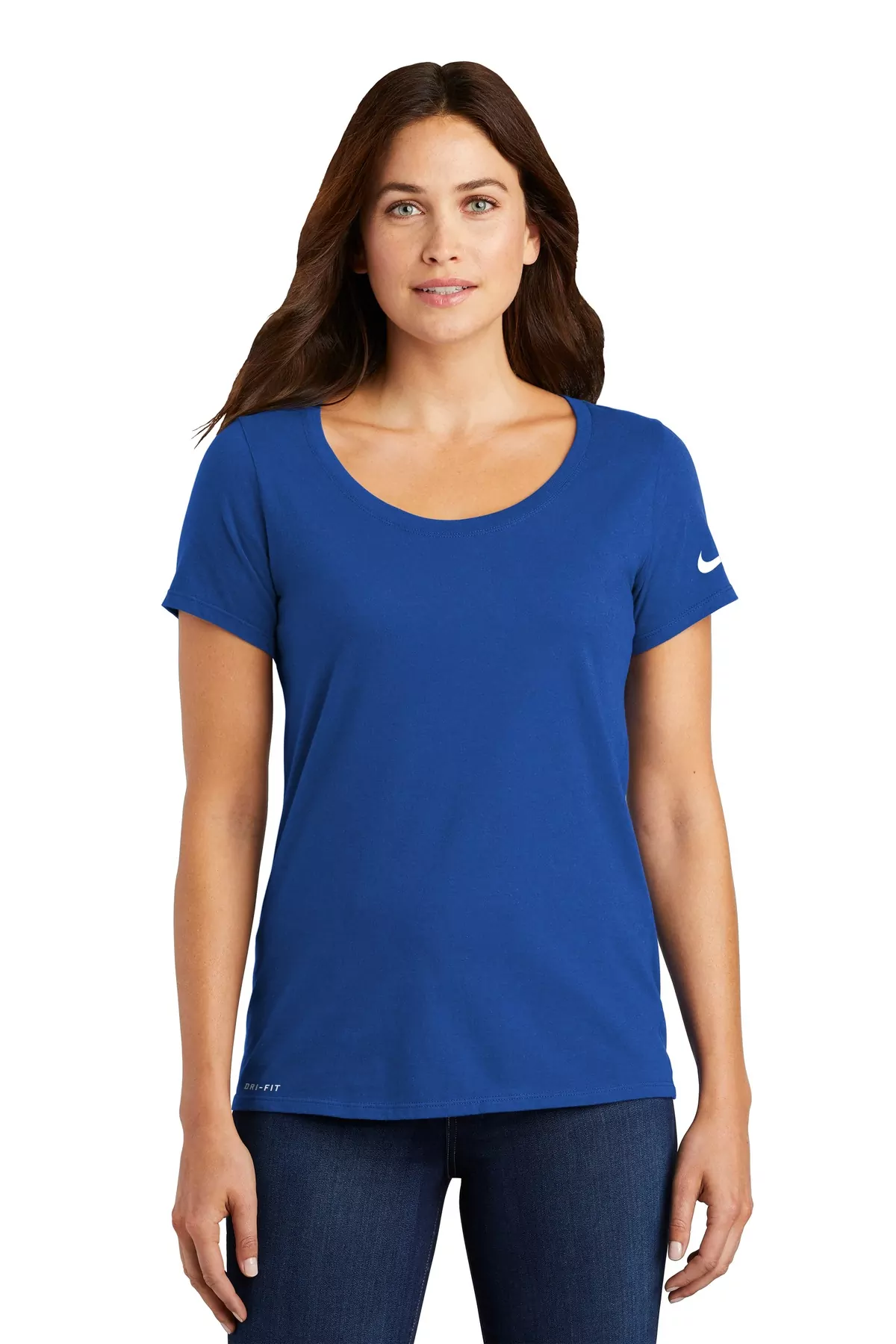 Nike Ladies Dri-FIT Cotton/Poly Scoop Neck Tee. NKBQ5234 - Image 2