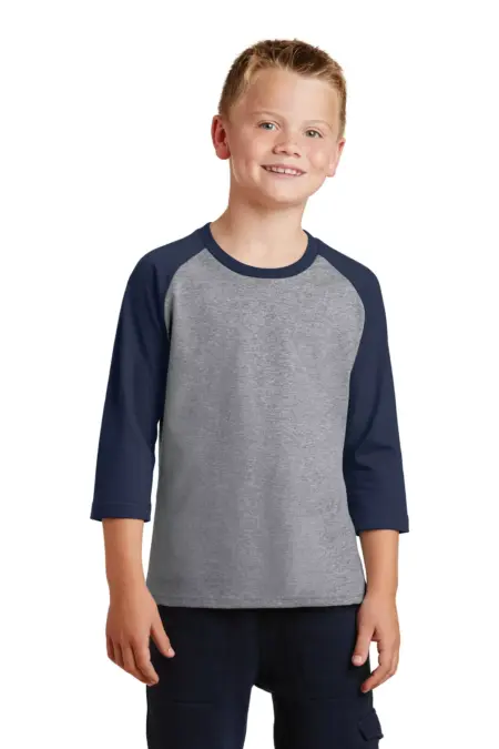 Port & Company ®  Youth Core Blend 3/4-Sleeve Raglan Tee. PC55YRS