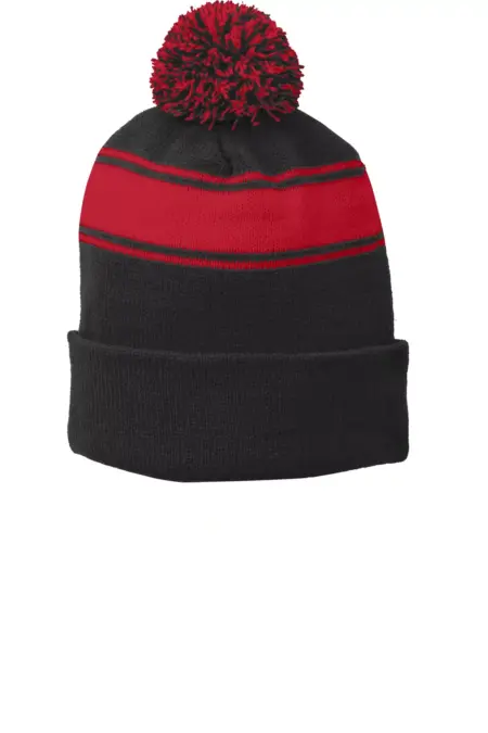 Sport-Tek ®  Stripe Pom Pom Beanie.  STC28