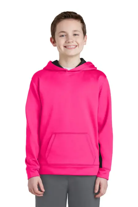 Sport-Tek ®  Youth Sport-Wick ®  Fleece Colorblock Hooded Pullover.  YST235