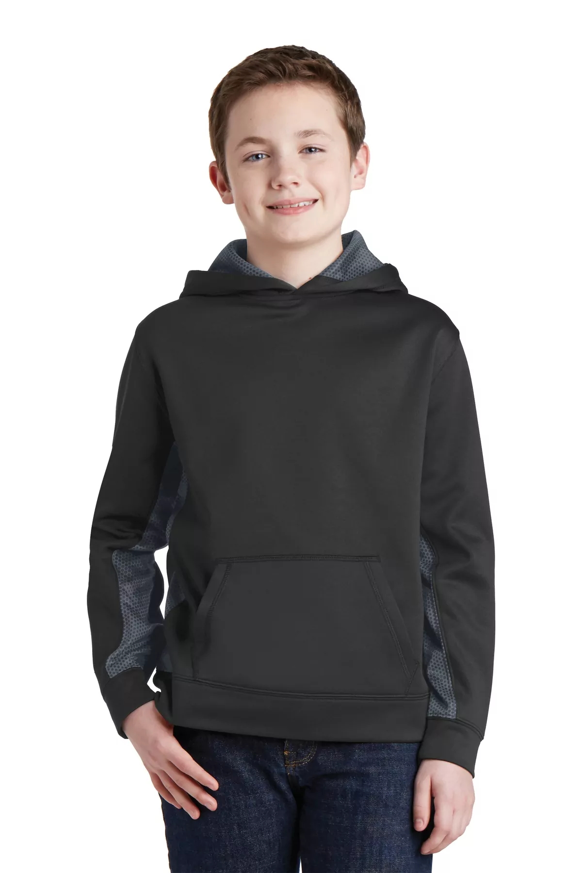 Sport-Tek ® Youth Sport-Wick ® CamoHex Fleece Colorblock Hooded Pullover. YST239 - Image 3