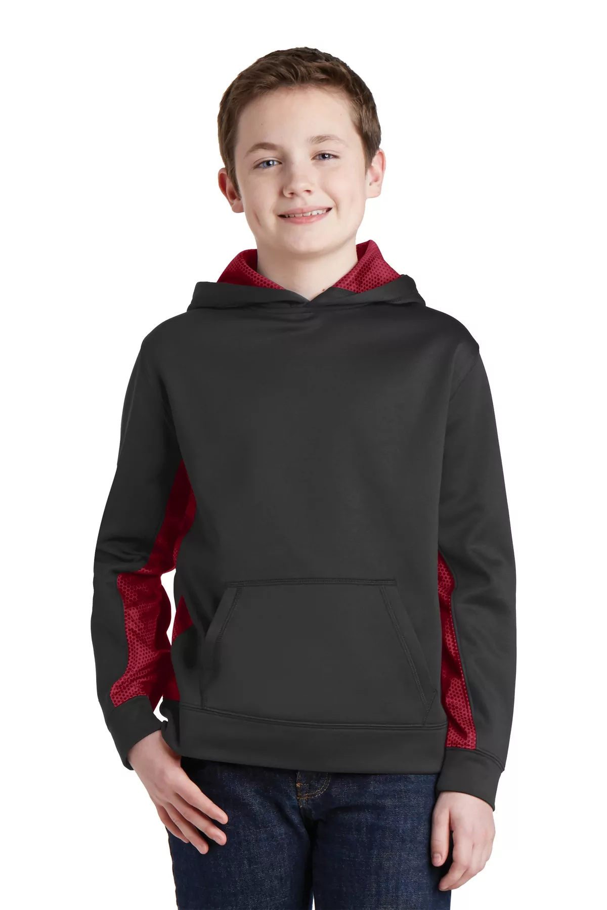 Sport-Tek ® Youth Sport-Wick ® CamoHex Fleece Colorblock Hooded Pullover. YST239 - Image 2